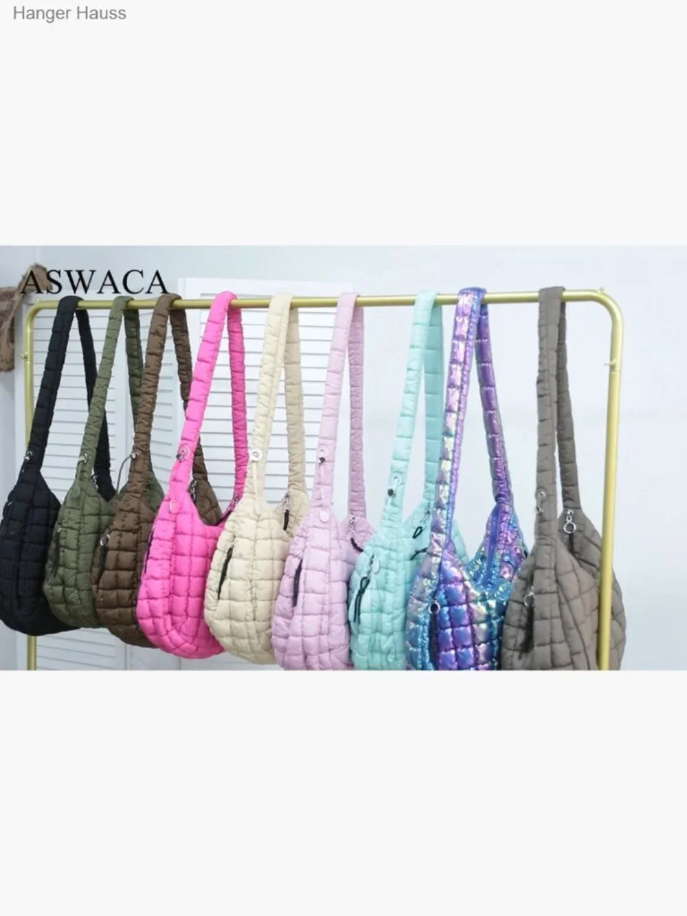Quilted Puffer Tote Bag Crossbody Nylon Hobo Shoulder Bag Large